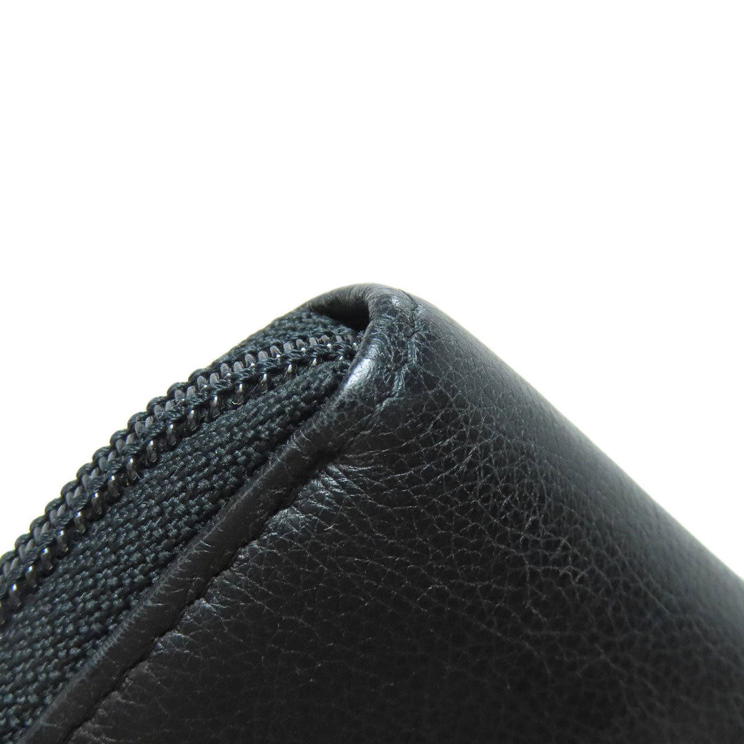 CHANEL Long Wallet Purse Calfskin black Zip Around COCO Mark Gold Metal Women Used Authentic