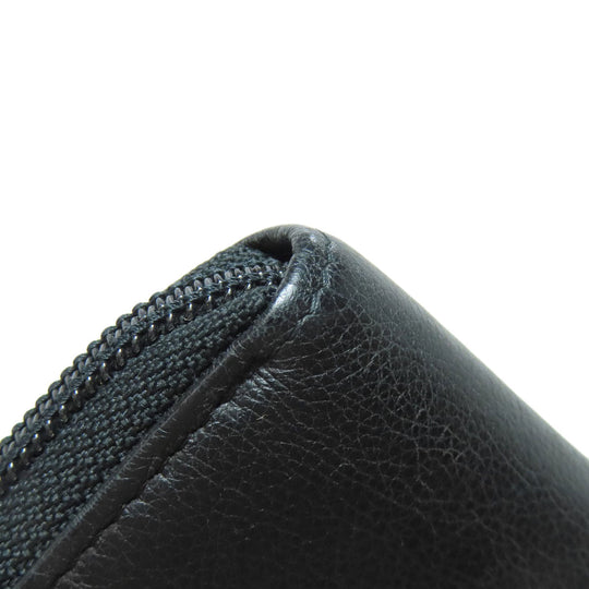 CHANEL Long Wallet Purse Calfskin black Zip Around COCO Mark Gold Metal Women Used Authentic
