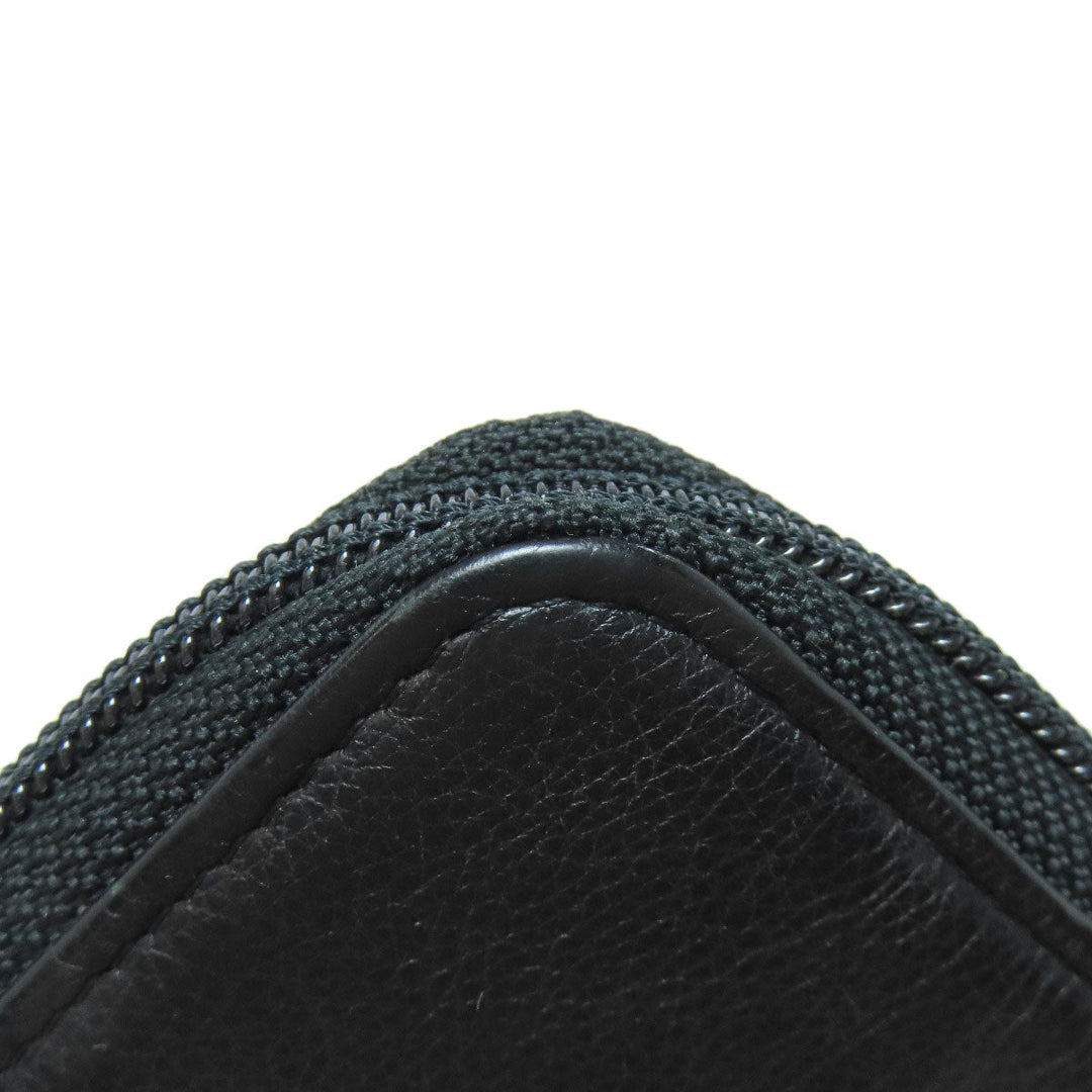 CHANEL Long Wallet Purse Calfskin black Zip Around COCO Mark Gold Metal Women Used Authentic