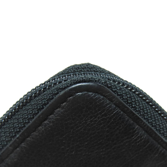 CHANEL Long Wallet Purse Calfskin black Zip Around COCO Mark Gold Metal Women Used Authentic