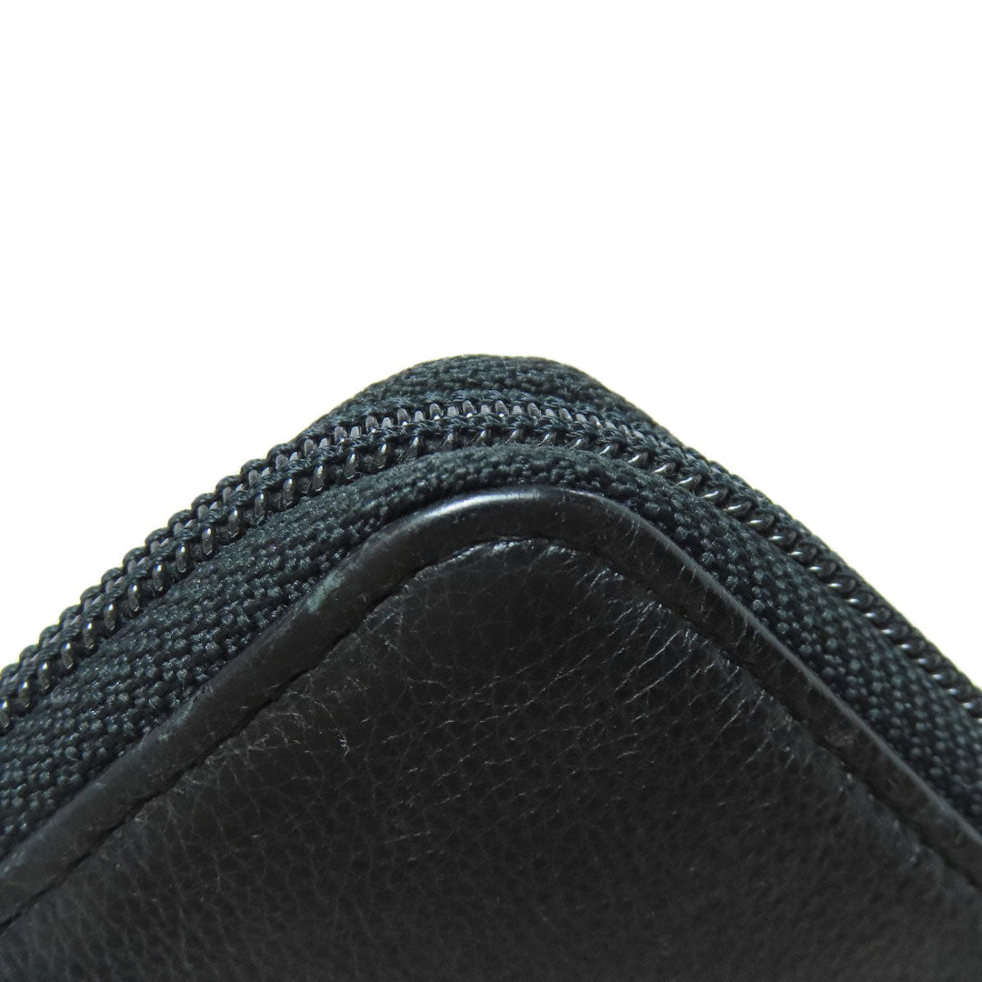 CHANEL Long Wallet Purse Calfskin black Zip Around COCO Mark Gold Metal Women Used Authentic