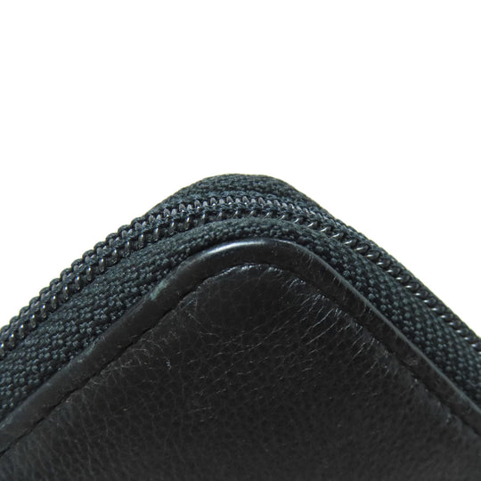 CHANEL Long Wallet Purse Calfskin black Zip Around COCO Mark Gold Metal Women Used Authentic