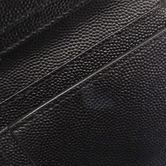 SAINT LAURENT Bifold Wallet Calfskin black Vstitch Women Used Authentic