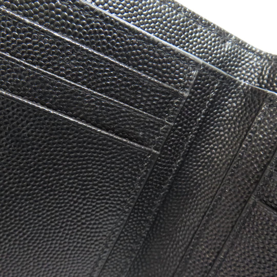 SAINT LAURENT Bifold Wallet Calfskin black Vstitch Women Used Authentic