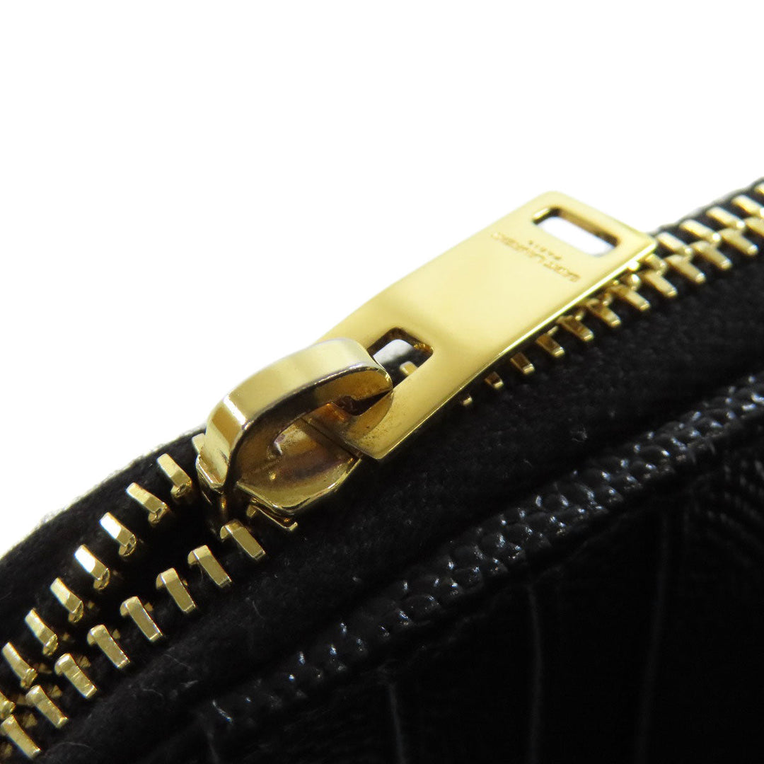 SAINT LAURENT Bifold Wallet Calfskin black Vstitch Women Used Authentic