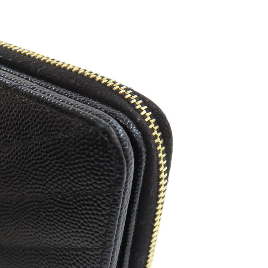 SAINT LAURENT Bifold Wallet Calfskin black Vstitch Women Used Authentic