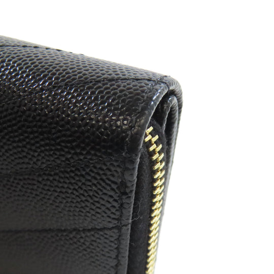 SAINT LAURENT Bifold Wallet Calfskin black Vstitch Women Used Authentic