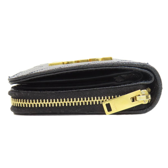 SAINT LAURENT Bifold Wallet Calfskin black Vstitch Women Used Authentic