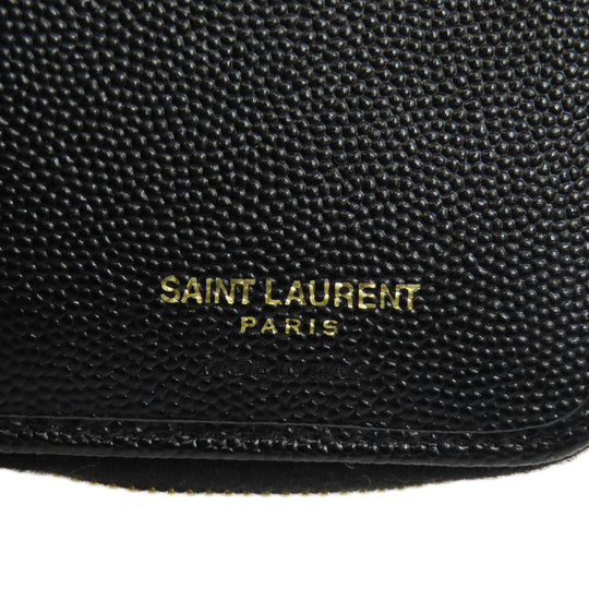 SAINT LAURENT Bifold Wallet Calfskin black Vstitch Women Used Authentic