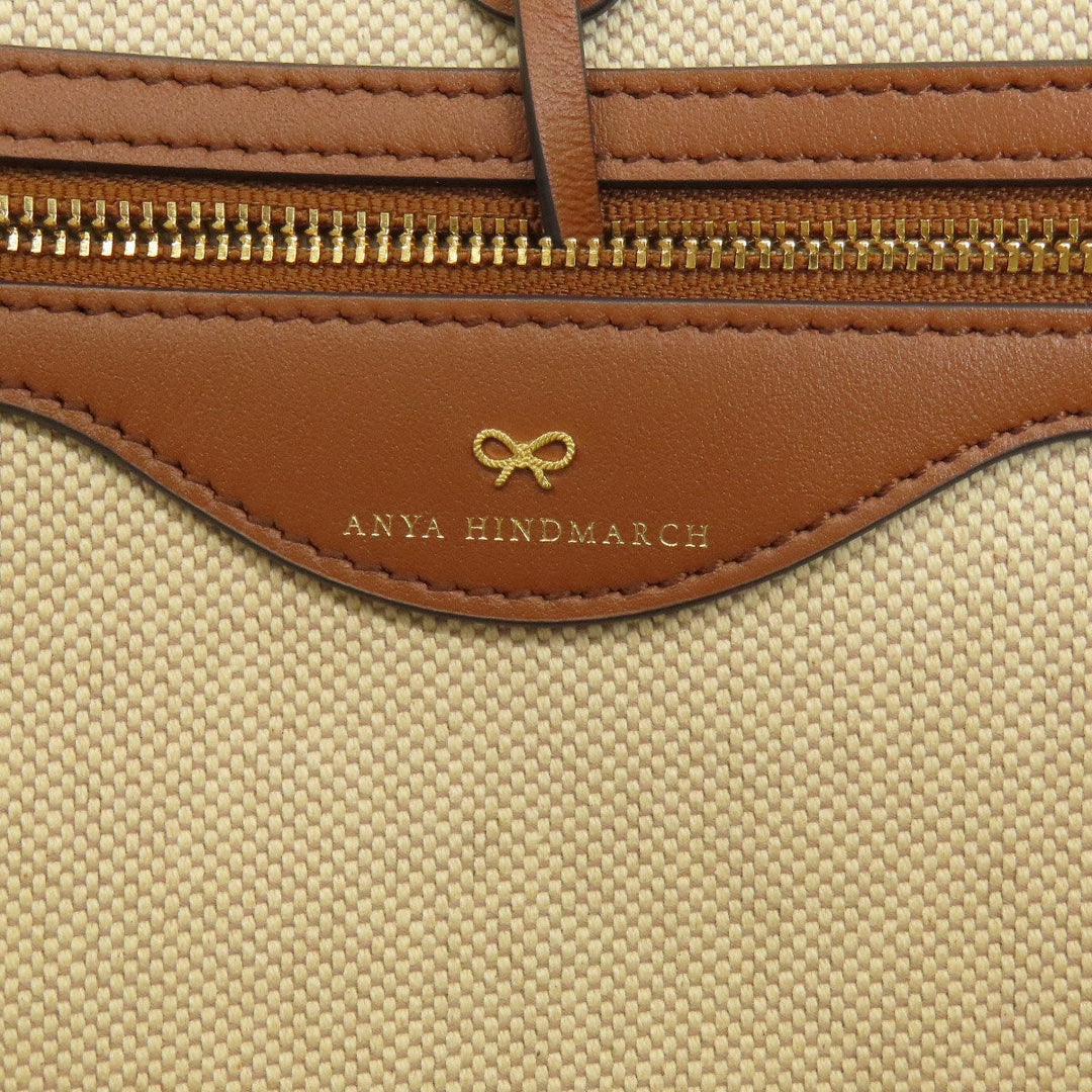 Anya Hindmarch Tote Bag canvas beige logo Women Used Authentic