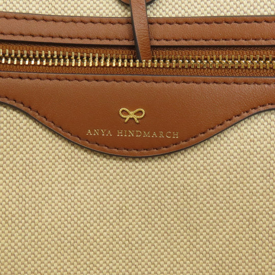 Anya Hindmarch Tote Bag canvas beige logo Women Used Authentic