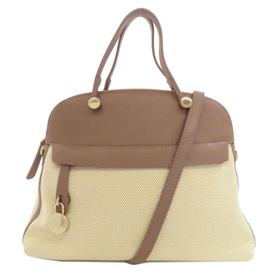 Furla Handbag canvas beige Piper 2WAY