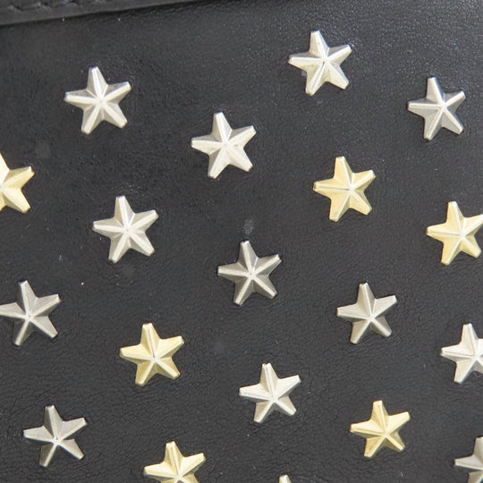 JIMMY CHOO Shoulder Bag leather black Star motif studs Women Used Authentic