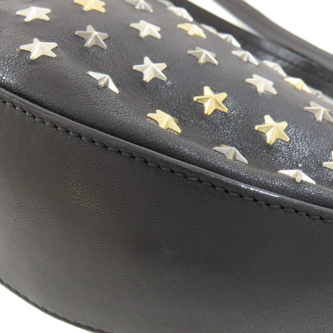 JIMMY CHOO Shoulder Bag leather black Star motif studs Women Used Authentic