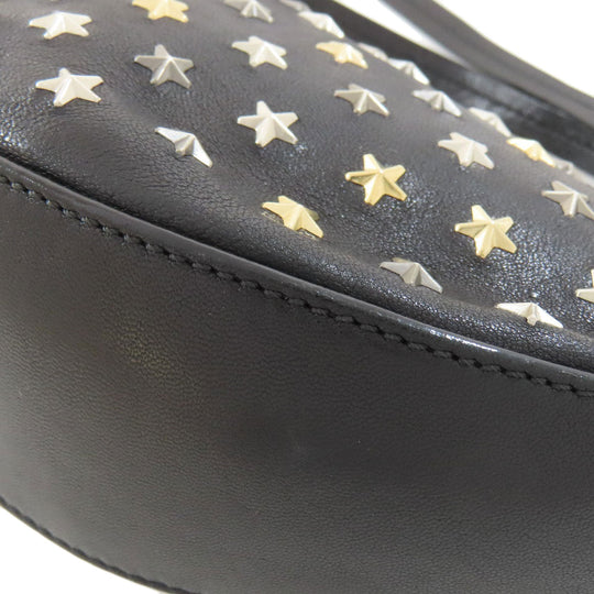 JIMMY CHOO Shoulder Bag leather black Star motif studs Women Used Authentic