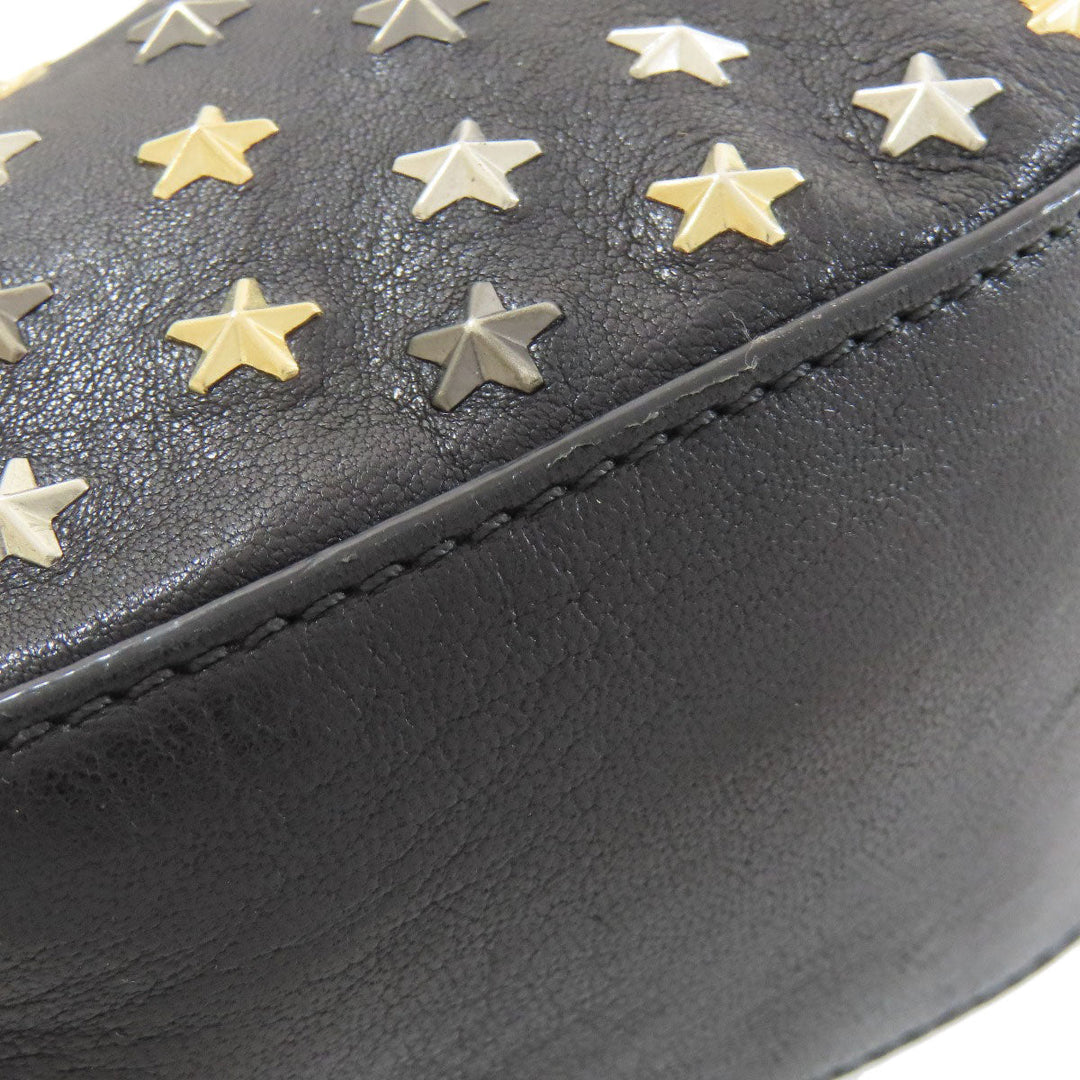 JIMMY CHOO Shoulder Bag leather black Star motif studs Women Used Authentic