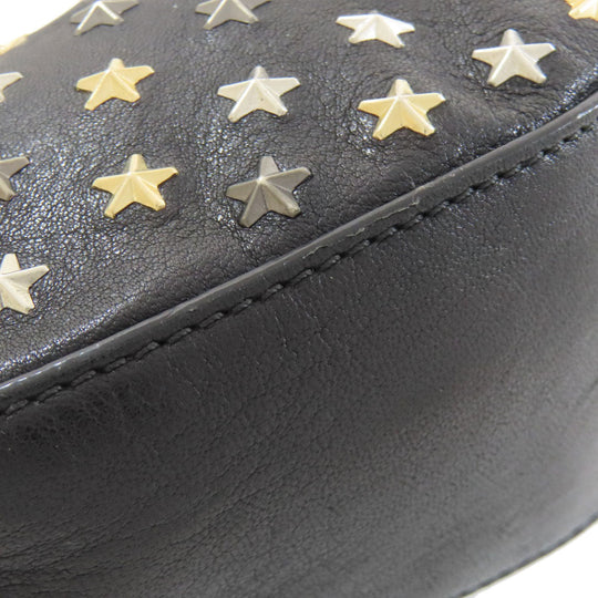 JIMMY CHOO Shoulder Bag leather black Star motif studs Women Used Authentic