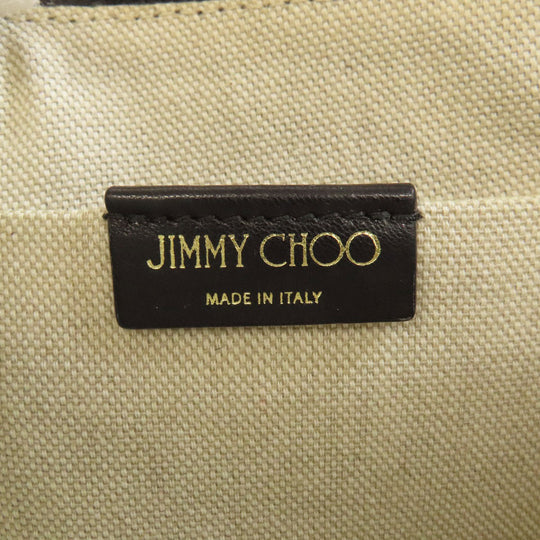 JIMMY CHOO Shoulder Bag leather black Star motif studs Women Used Authentic