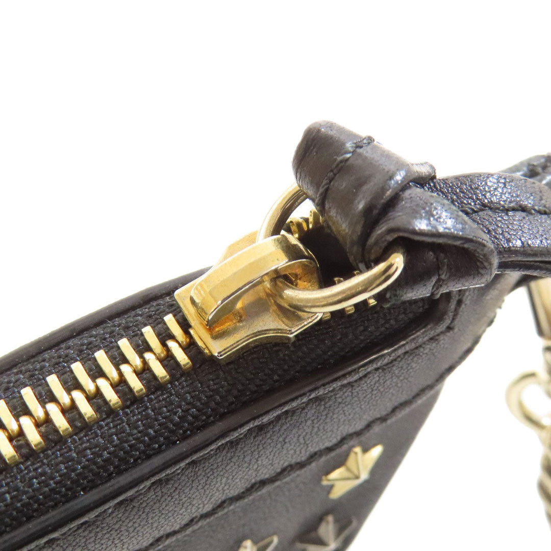 JIMMY CHOO Shoulder Bag leather black Star motif studs Women Used Authentic
