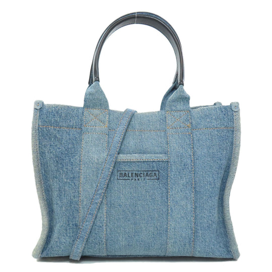BALENCIAGA Handbag 671402 denim blue Hardware Small 2WAY Women Used Authentic