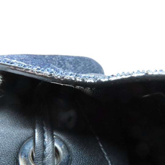 JIMMY CHOO Hip bag denim Navy logo Women Used Authentic