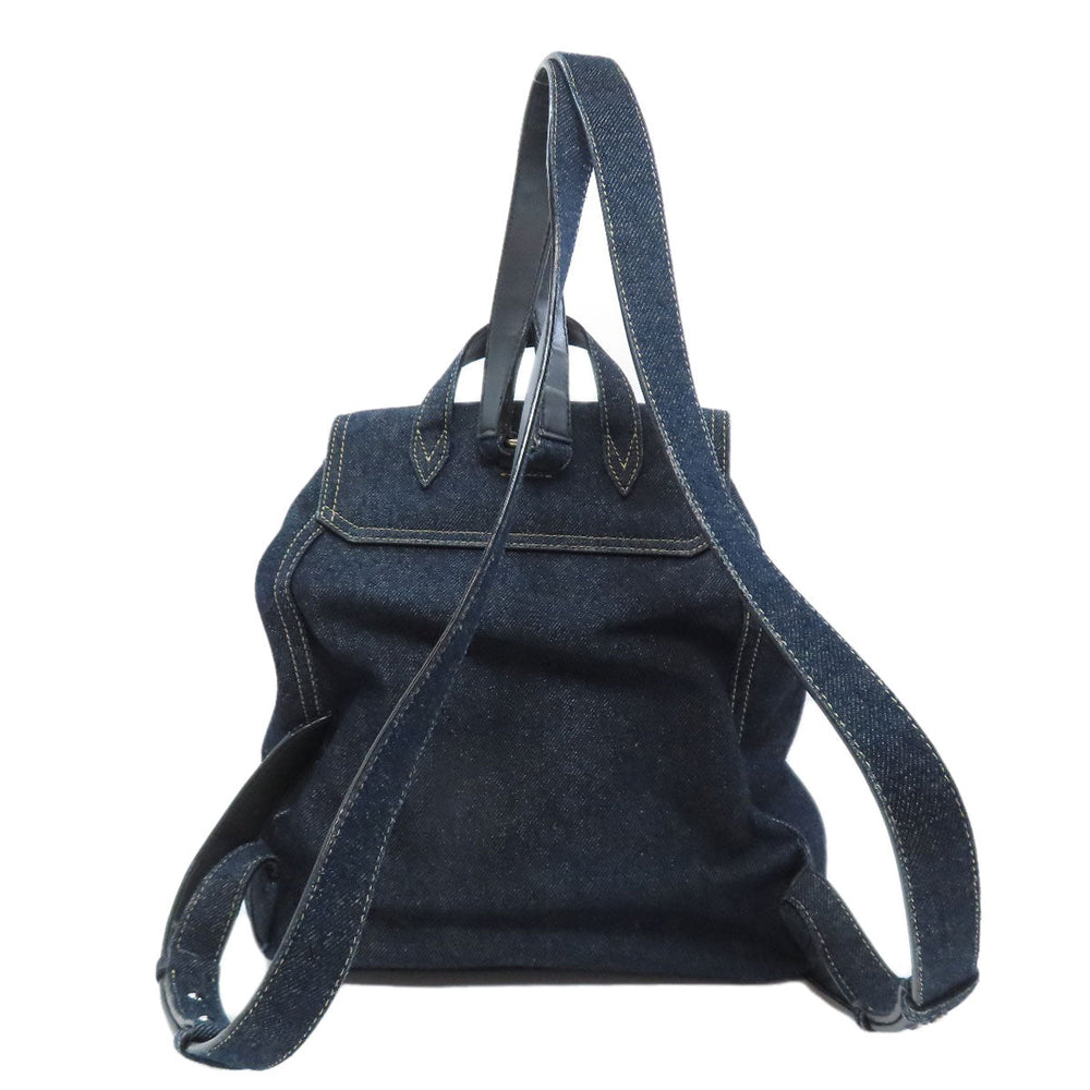 JIMMY CHOO Hip bag denim Navy logo Women Used Authentic