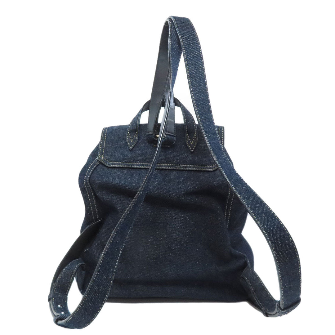 JIMMY CHOO Hip bag denim Navy logo Women Used Authentic