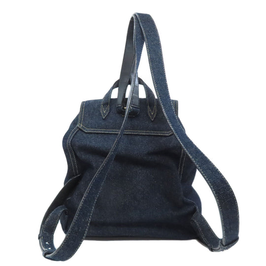 JIMMY CHOO Hip bag denim Navy logo Women Used Authentic
