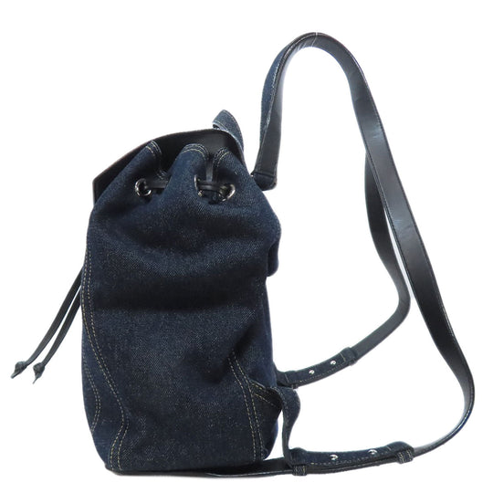 JIMMY CHOO Hip bag denim Navy logo Women Used Authentic