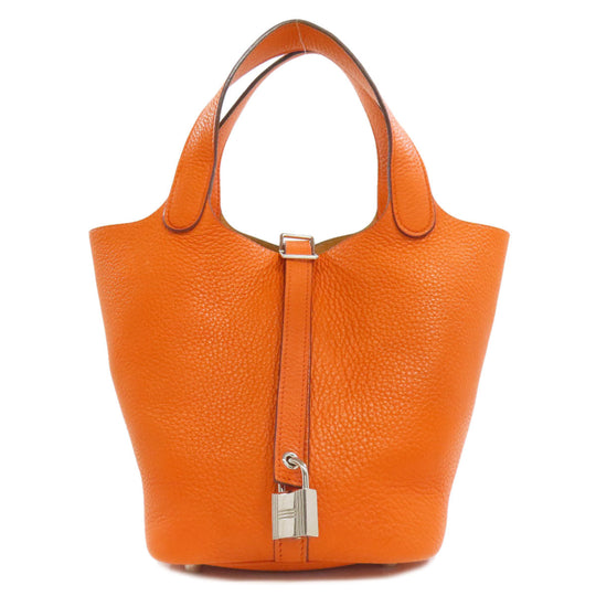 HERMES Handbag Taurillon Clemence Orange Picotin Lock PM SilverMetal Women Used Authentic