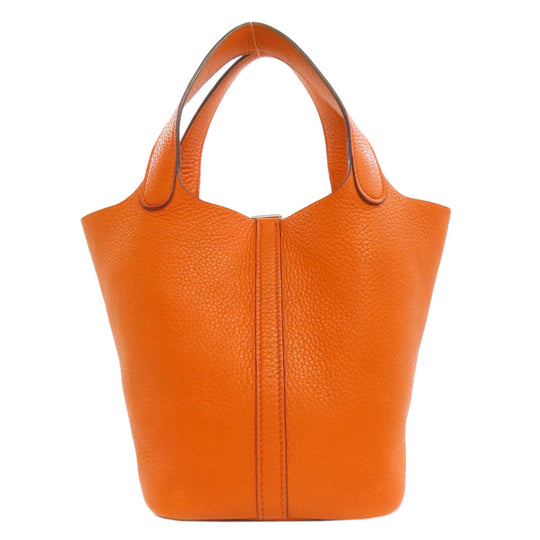 HERMES Handbag Taurillon Clemence Orange Picotin Lock PM SilverMetal Women Used Authentic
