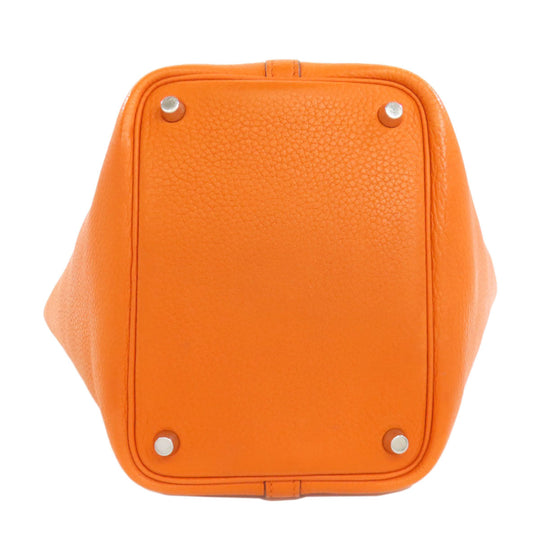 HERMES Handbag Taurillon Clemence Orange Picotin Lock PM SilverMetal Women Used Authentic