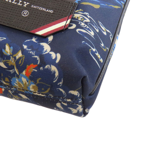BALLY Clutch bag Nylon Navy Flower motif Women Used Authentic