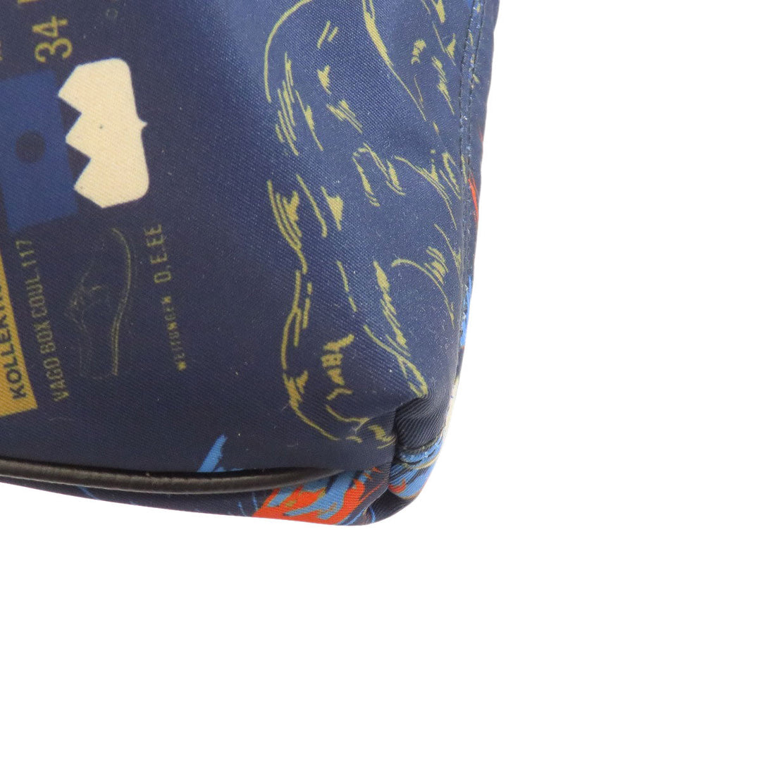 BALLY Clutch bag Nylon Navy Flower motif Women Used Authentic
