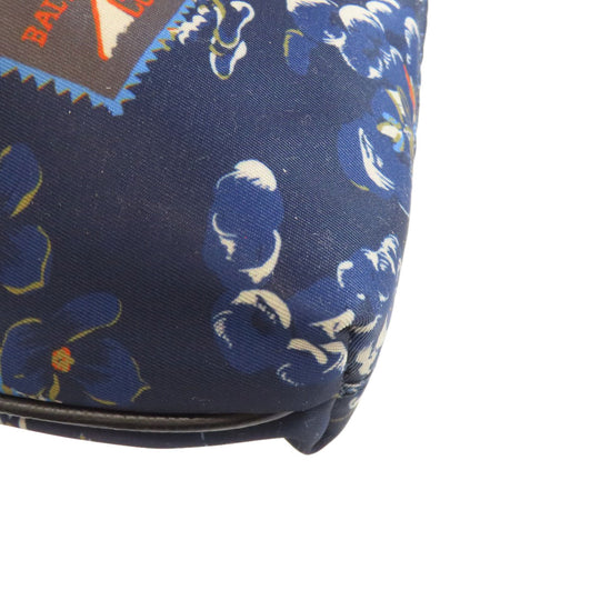 BALLY Clutch bag Nylon Navy Flower motif Women Used Authentic