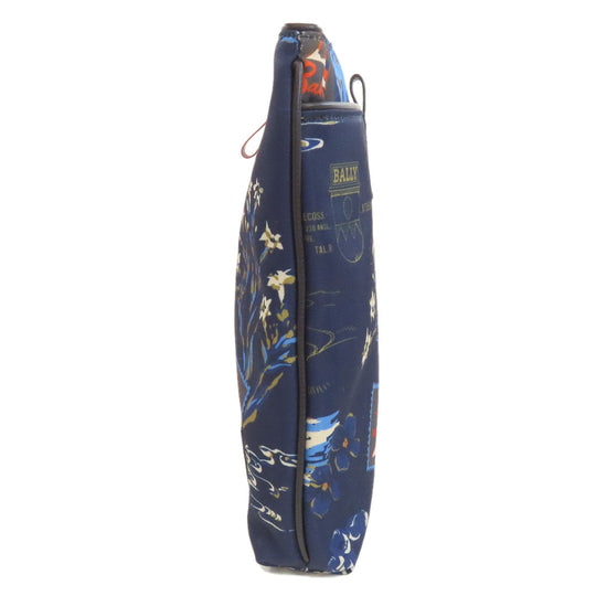 BALLY Clutch bag Nylon Navy Flower motif Women Used Authentic