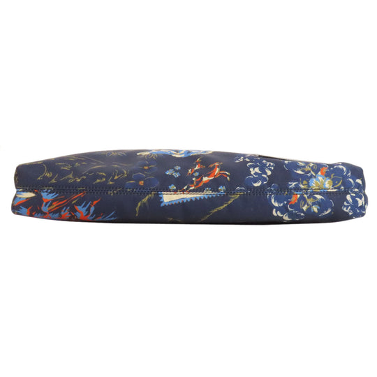 BALLY Clutch bag Nylon Navy Flower motif Women Used Authentic