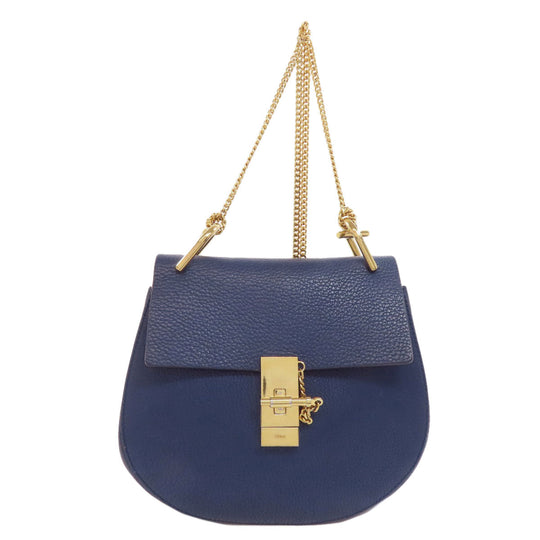 Chloe Shoulder Bag leather blue Drew ChainShoulder Women Used Authentic