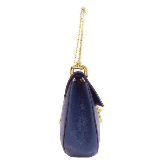 Chloe Shoulder Bag leather blue Drew ChainShoulder Women Used Authentic