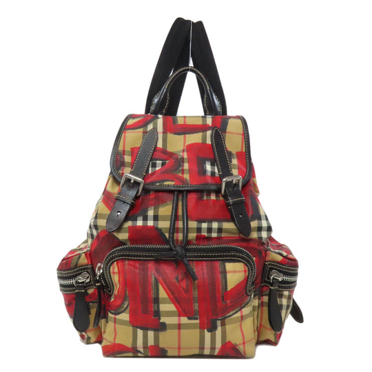 BURBERRY Backpack Nylon Brown Graffiti Women Used Authentic