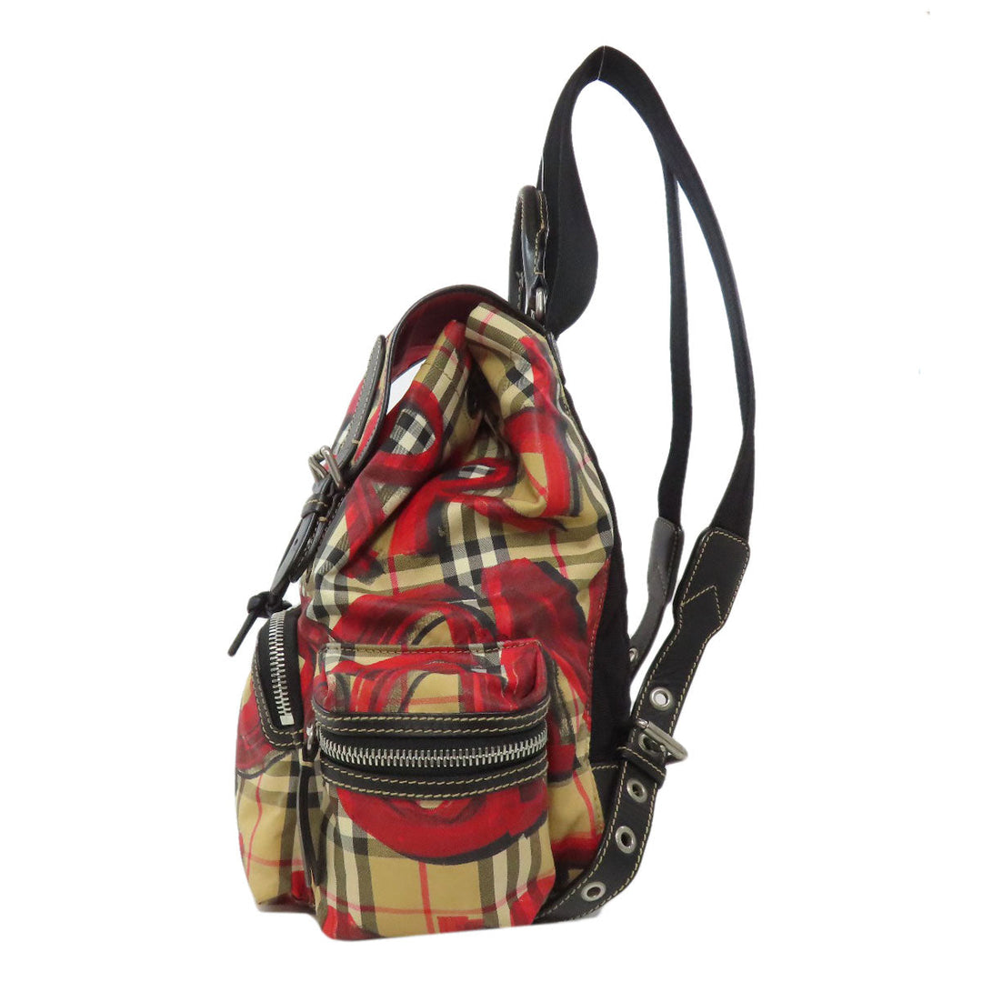 BURBERRY Backpack Nylon Brown Graffiti Women Used Authentic