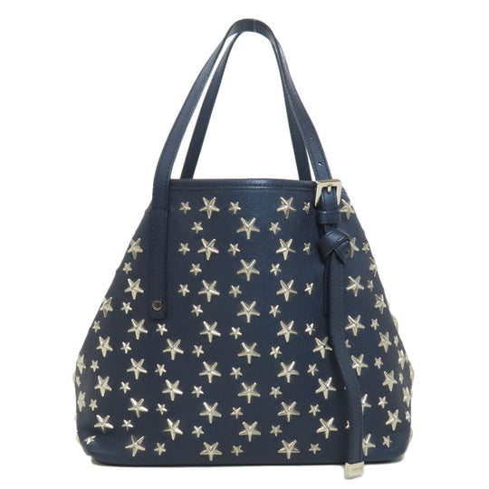 JIMMY CHOO Handbag leather Navy sasha star motif Women Used Authentic