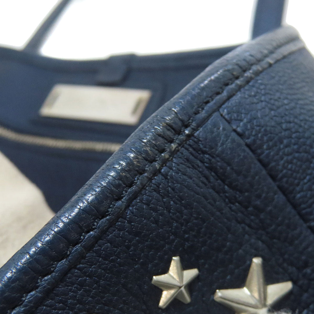 JIMMY CHOO Handbag leather Navy sasha star motif Women Used Authentic