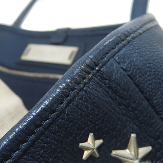 JIMMY CHOO Handbag leather Navy sasha star motif Women Used Authentic