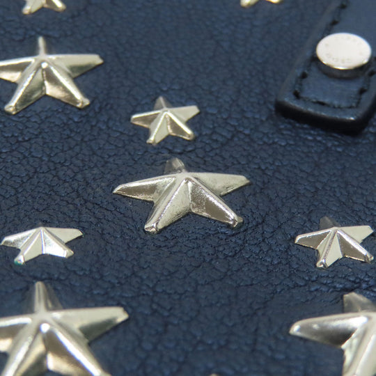 JIMMY CHOO Handbag leather Navy sasha star motif Women Used Authentic