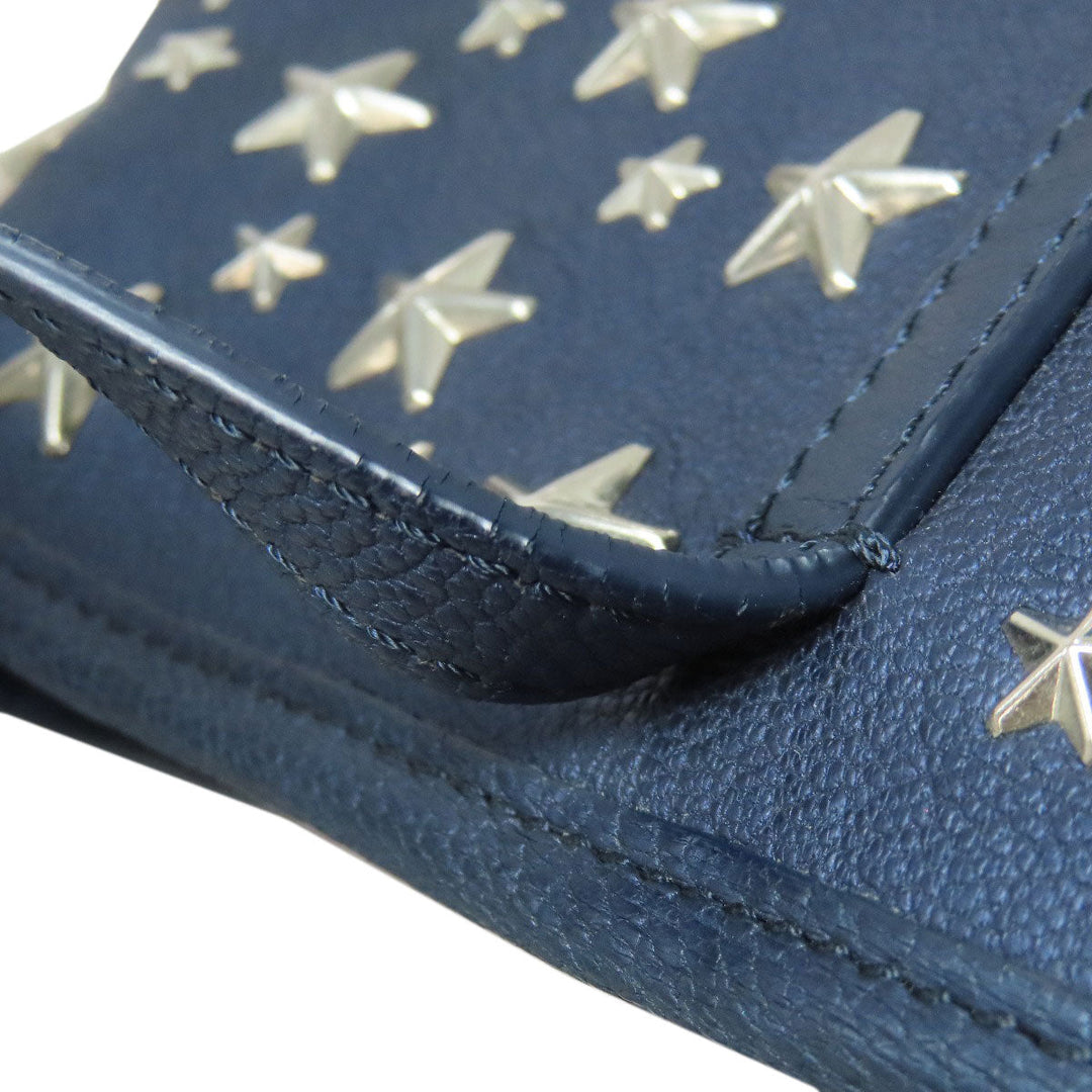JIMMY CHOO Handbag leather Navy sasha star motif Women Used Authentic