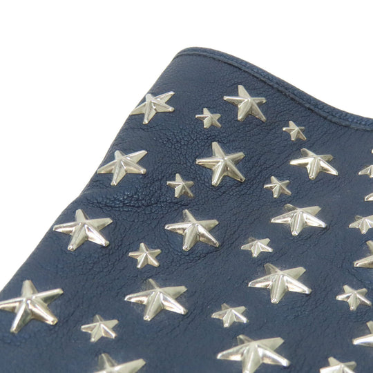 JIMMY CHOO Handbag leather Navy sasha star motif Women Used Authentic