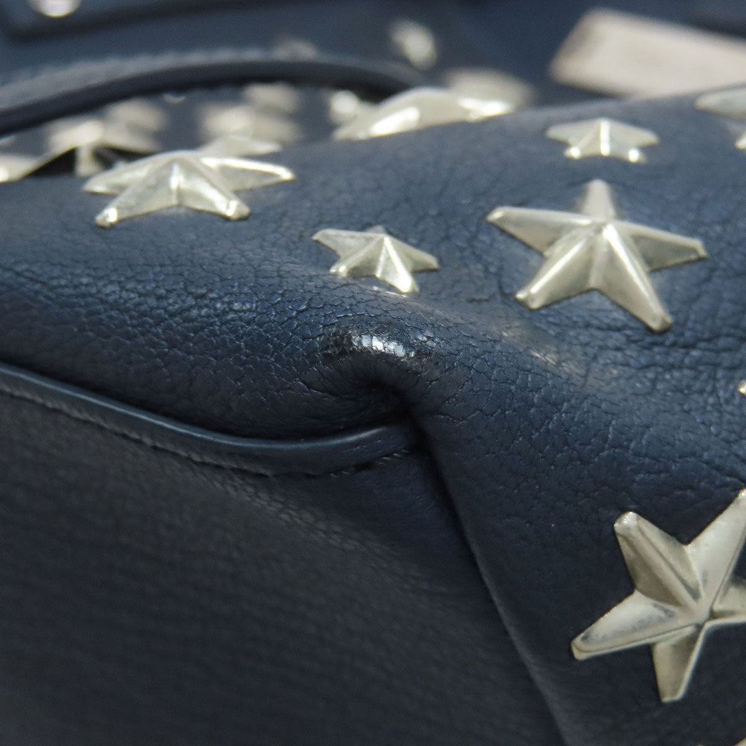 JIMMY CHOO Handbag leather Navy sasha star motif Women Used Authentic