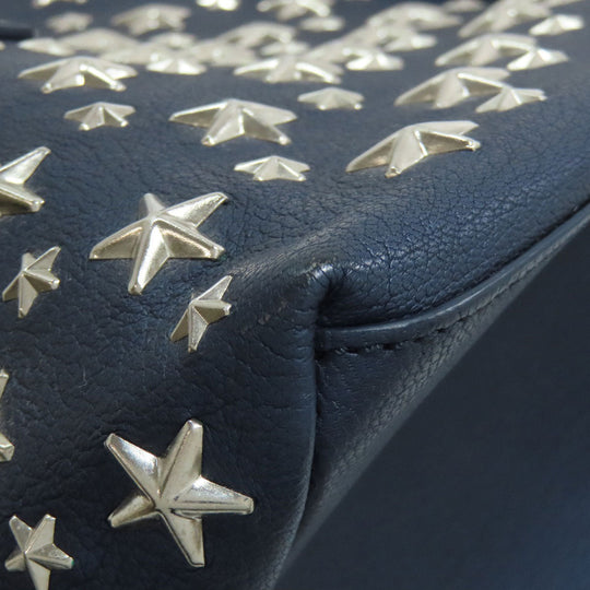 JIMMY CHOO Handbag leather Navy sasha star motif Women Used Authentic