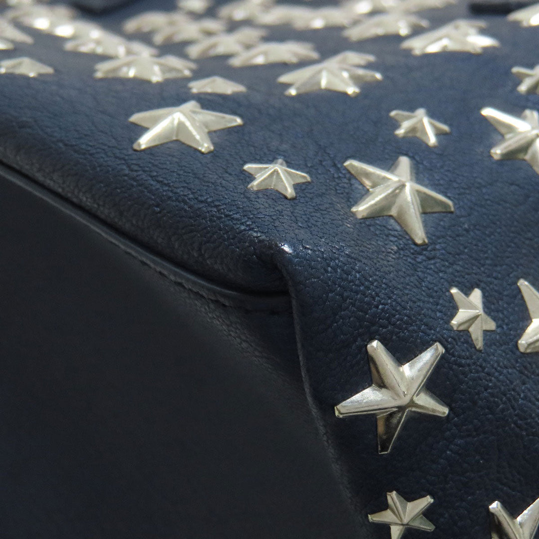 JIMMY CHOO Handbag leather Navy sasha star motif Women Used Authentic